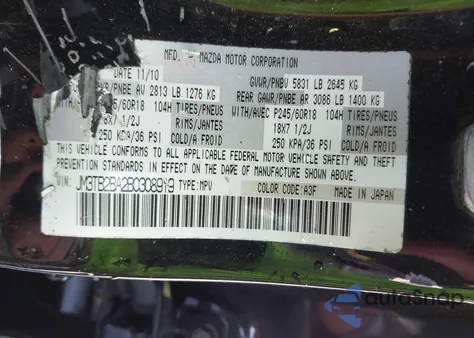 2011 Mazda Cx-9 Sport из США, поврежденный, VIN JM3TB2BA2B0308919